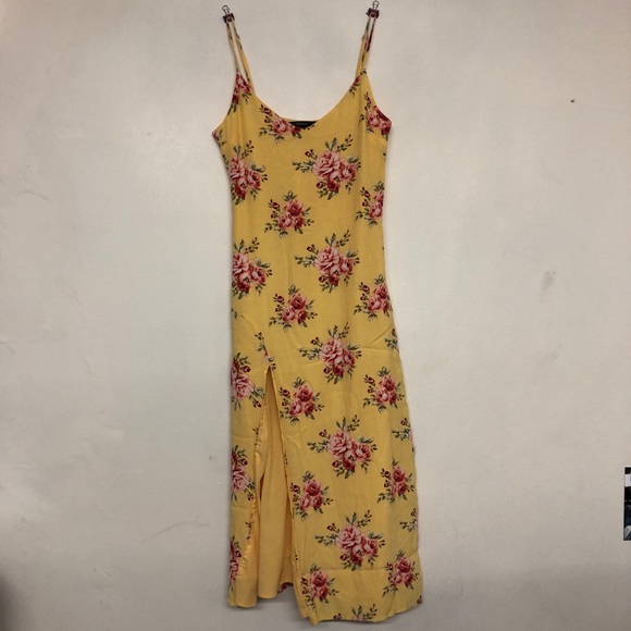 yellow floral bodycon dress
